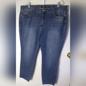 NINE WEST WOMEN'S PLUS SIZE 20W MEDIUM WASH BLUE JEANS SKINNY ANKLE STRETCH CROP